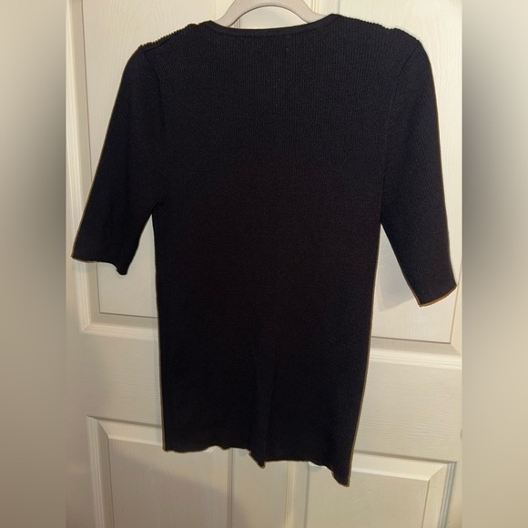 Carmen Marc Valvo women’s black ribbed lace up detail blouse XL contemporary - Picture 5 of 6